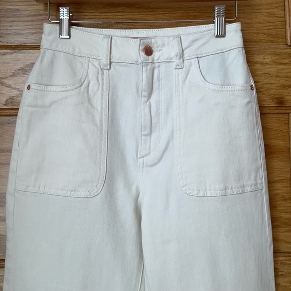 DL1961 Cream Hepburn Wide Leg High Rise Jeans Size 25 - Picture 4 of 16